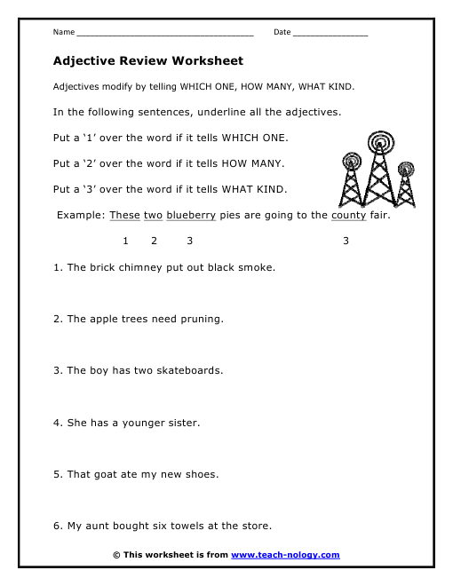 Adjective Review Worksheet