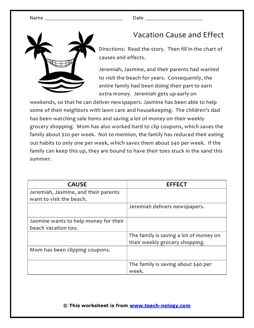 Cause And Effect Chart Printable