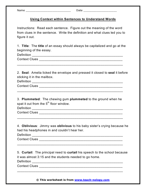 Using Context within Sentences to Understand Words