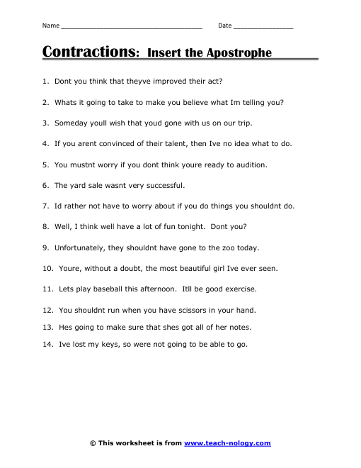 Insert The Apostrophe Click To Print