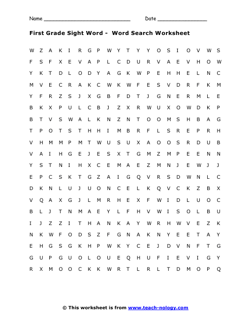 sight word search 1st grade