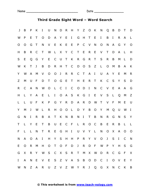 Printables 3rd Grade Sight Words Worksheets third grade sight words word search click to print