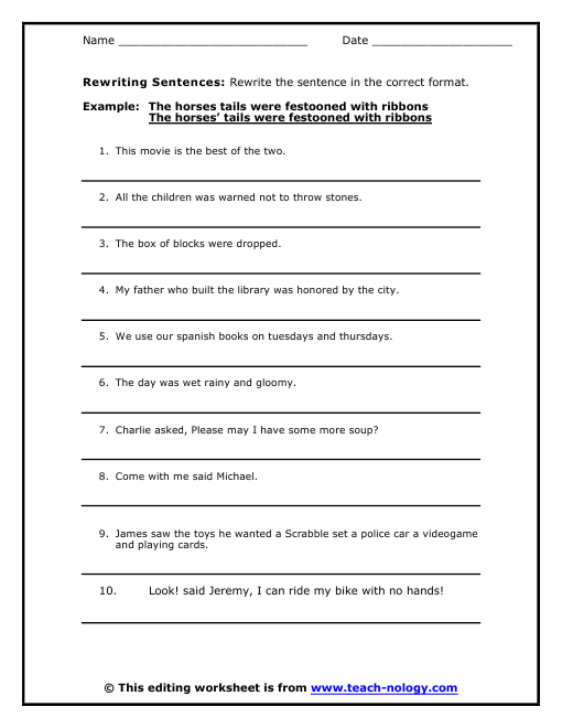 3rd Grade » 3rd Grade Sentence Correction Worksheets  Printable Worksheets Guide for Children 