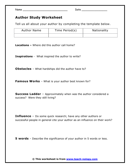 27 About The Author Worksheet - Free Worksheet Spreadsheet