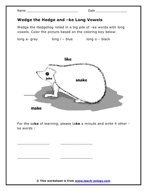 Wedge the Hedge and ke Long Vowels