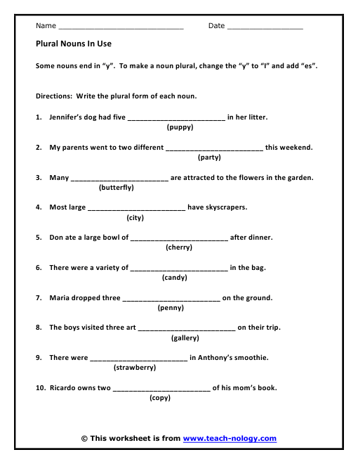 Plural Nouns In Use