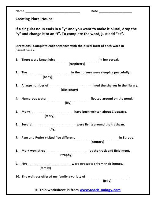 Creating Plural Nouns