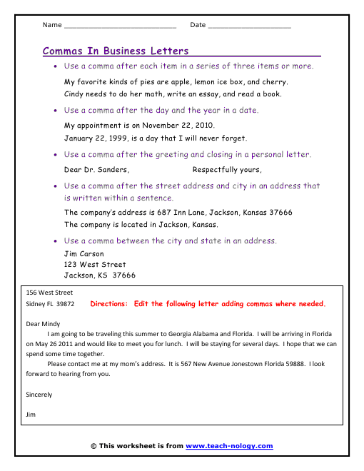 business letter grammar commas in business letters business letter grammar commas in business letters
