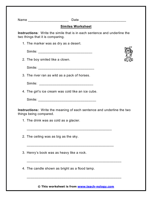 Personification Worksheets Worksheet Workbook Site Simileetaphors Worksheets