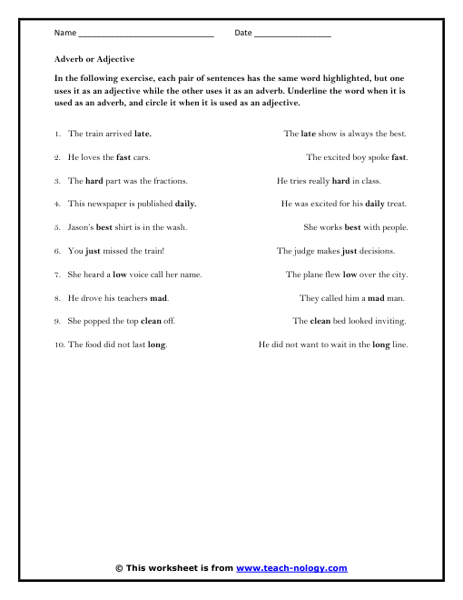 adjective and adverb phrase worksheet