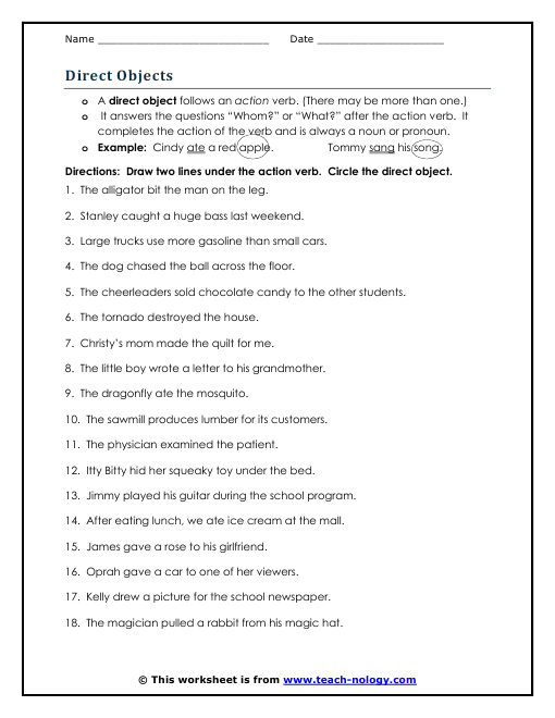 Printables Direct Objects Worksheet direct objects lessons tes teach 5