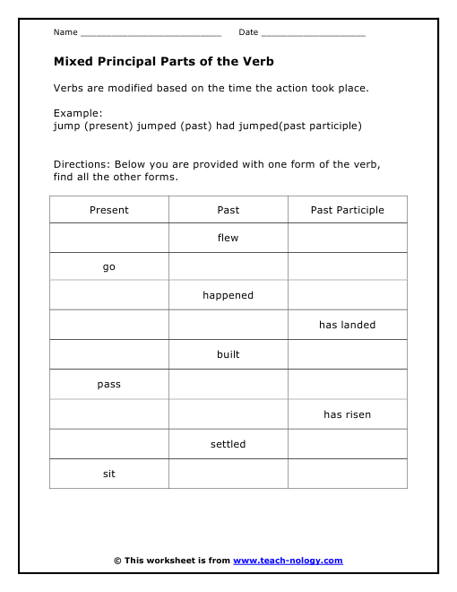principal-parts-of-verbs-worksheets