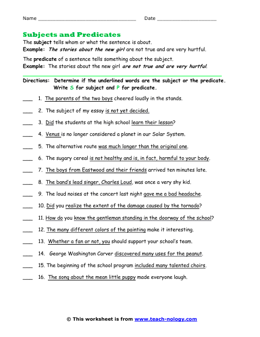 Printables Subject And Predicate Worksheet subject and predicate worksheets fireyourmentor free printable grammar on pinterest