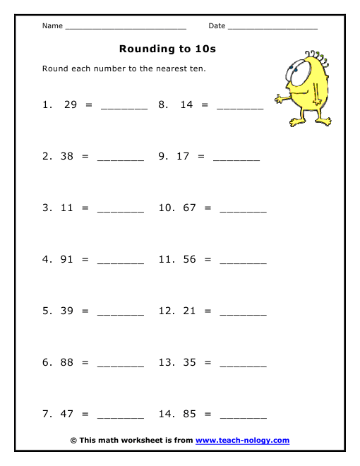 2nd Grade Math Rounding Numbers Worksheets - estimation worksheets