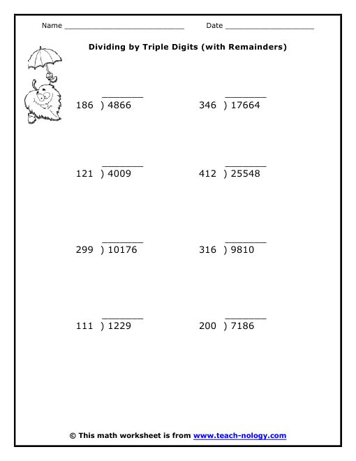 (with 660 Digits by 510 Dividing grade 4 x 12kB, Triple worksheets gif  algebra Remainders)