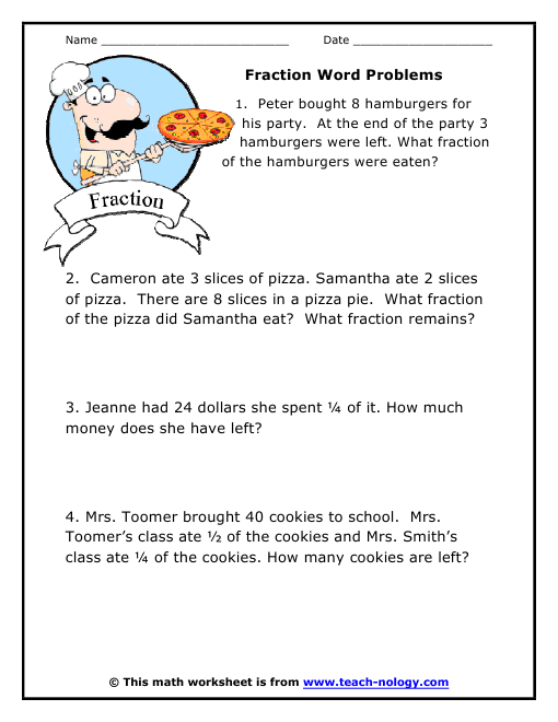 fractions problem solving worksheets grade 4