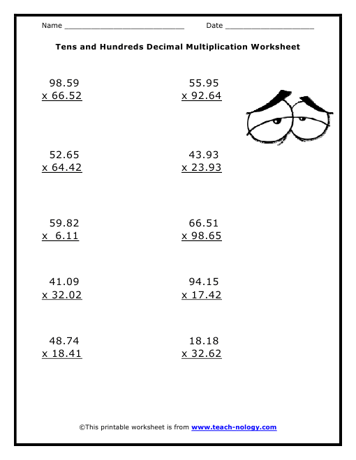  6th Grade Decimal Multiplication Worksheets 