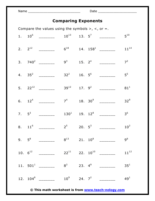 Answers are provided for ease of 1 and 3. 7Th Grade Math Worksheets Printable With Answers - 7th Grade Math Worksheets Exponents