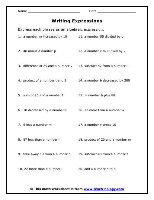 writing-expressions-worksheet-fifth-grade