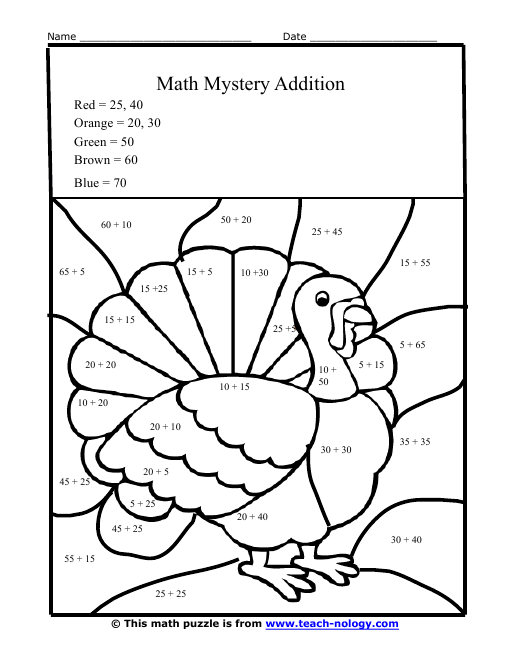 mystery-tommy-the-thanksgiving-turkey-addition-worksheet