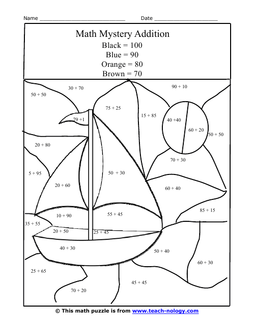 Free coloring pages of double digit addition