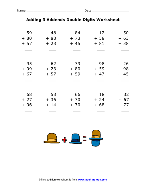 Adding 3 Addends That Are Double Digits