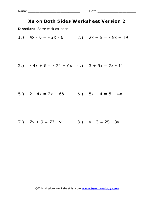 Solving For X on Both Sides Version 2
