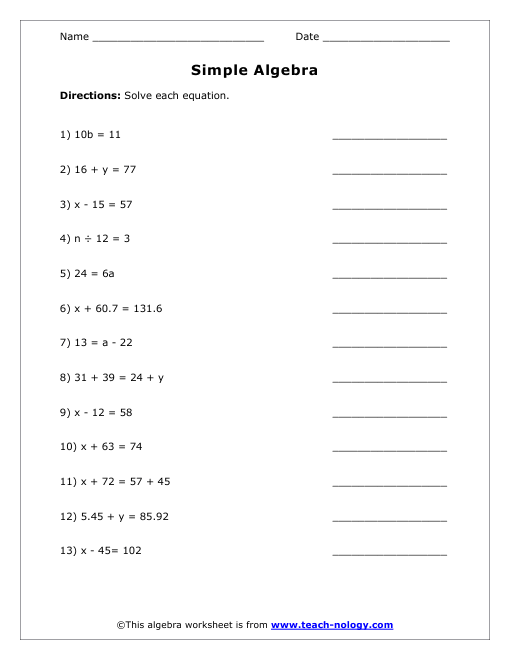 Intermediate Algebra Worksheets Pdf