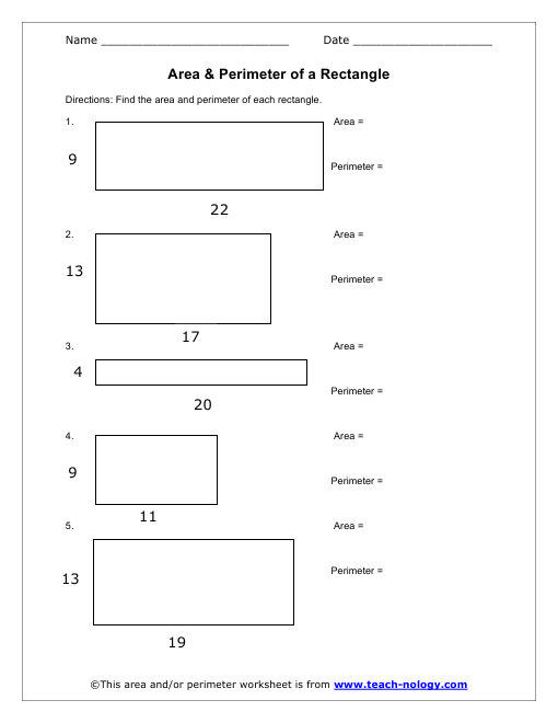 Find Dimensions Of A Rectangle Perimeter And Area