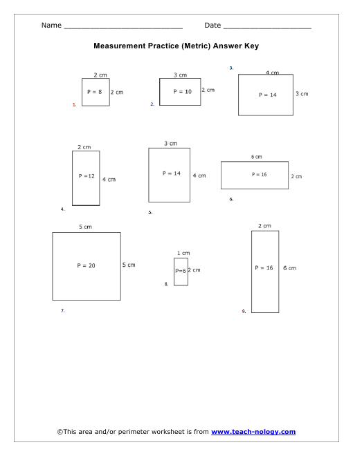 Measurement Practice (Metric) Answers