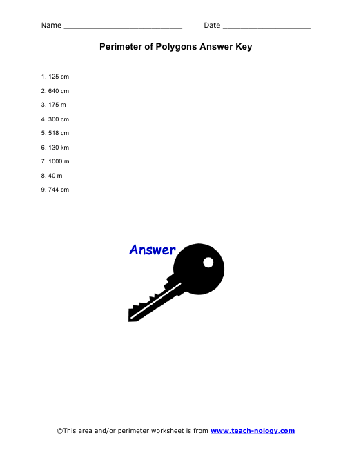 Perimeter of Polygons Answer Key