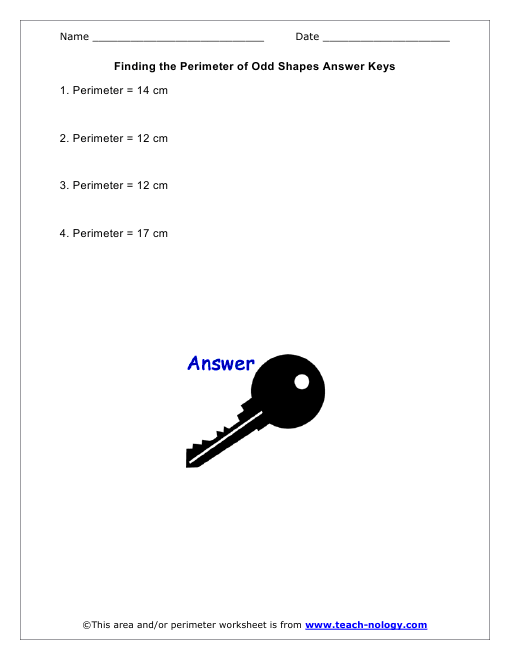 Finding the Perimeter of Odd Shapes Answer Keys