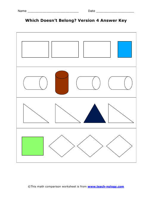 Which Doesn't Belong? Version 4 Answer Key