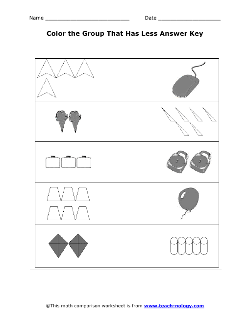 Color the Group That Has Less Answer Key