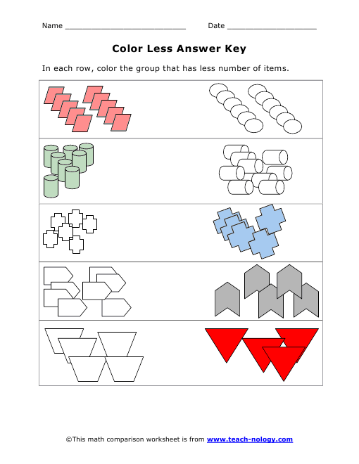Color Less Answer Key