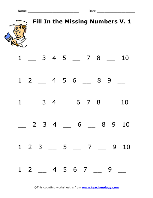 sequence missing students in a numerical  worksheets in the  fill straight  fill missing in number numbers