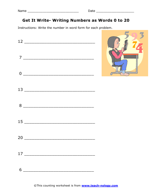 Numbers Into Words Worksheet