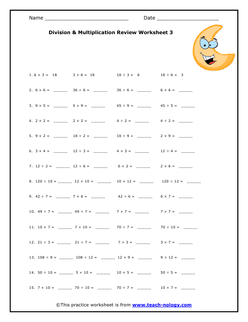 Multiplication and Division Review Version 3