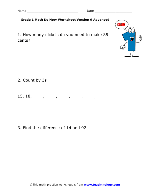 Grade 1 Advanced Version 9