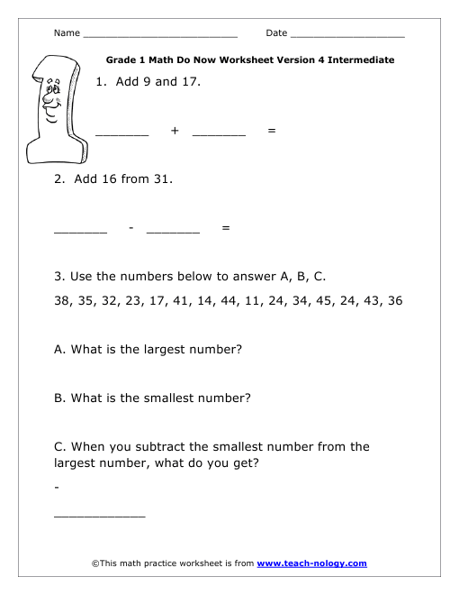 Grade 1 Intermediate Version 4