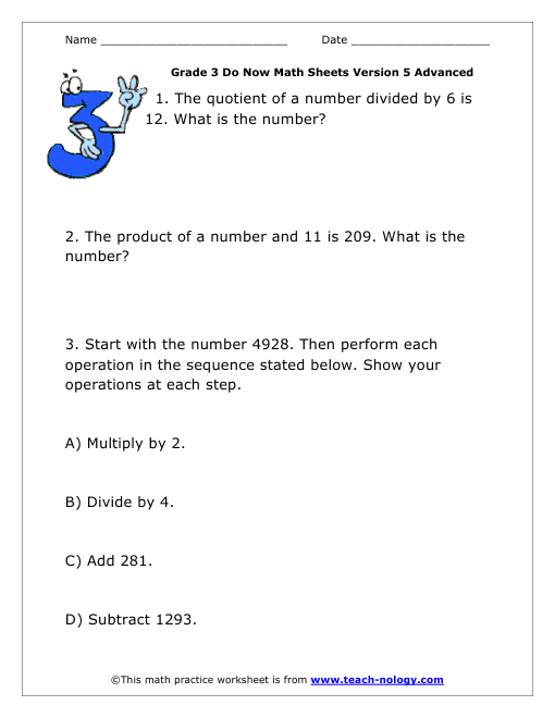 Grade 3 Advanced Version 5