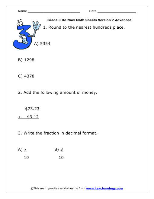 Grade 3 Advanced Version 7