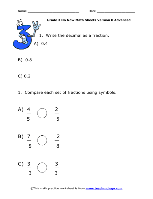 Grade 3 Advanced Version 8