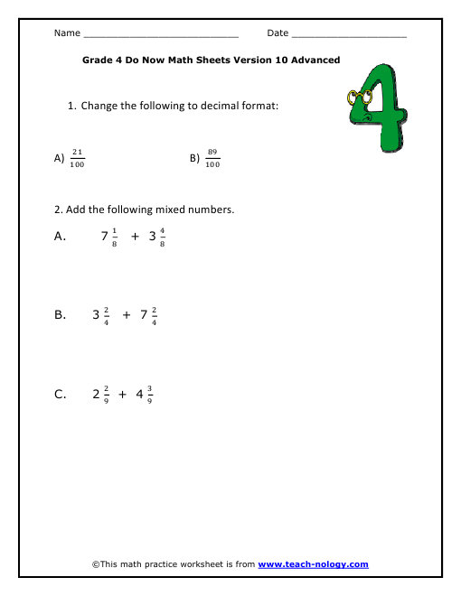 grade 4 printable worksheets  worksheets for math grade free algebra 4