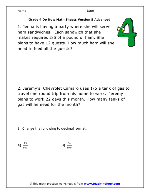 Grade 4 Advanced Version 5