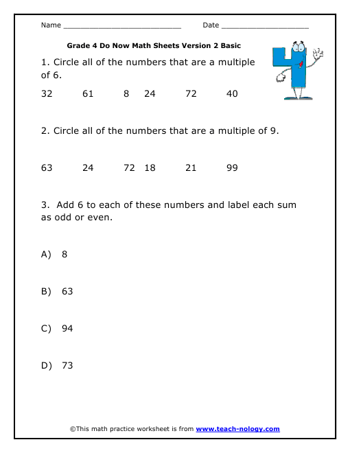 Do Now Math Grade 4 Basic Version 2
