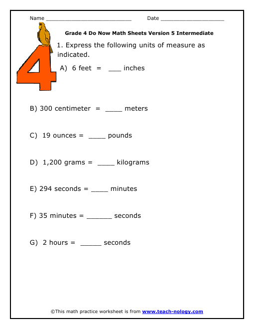 Grade 4 Intermediate Version 5