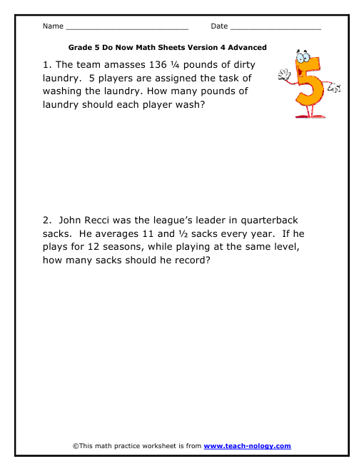 Grade 5 Advanced Version 4