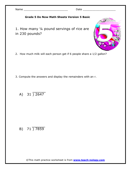 Grade 5 Basic Version 5