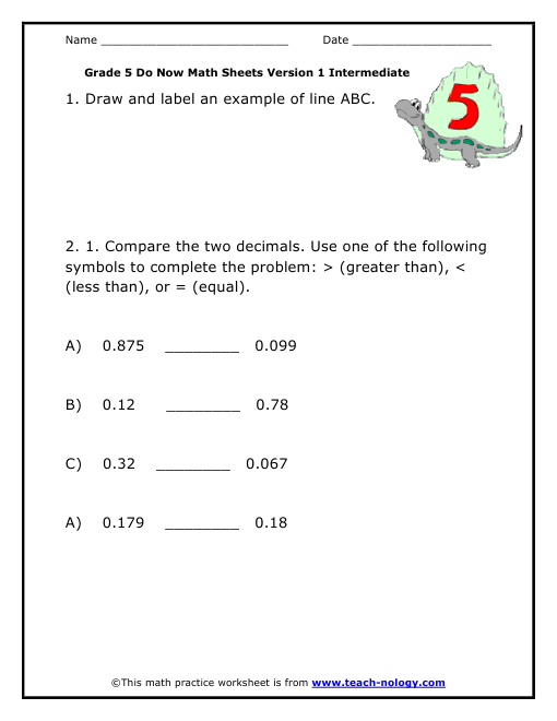 Grade 5 Intermediate Version 1